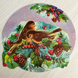 Vintage Litho Christmas Card Hawthorne & Sommerfield Unused USA Round Ornament